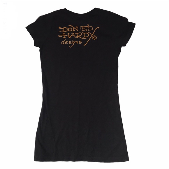 Vintage Don Ed Hardy by Christian Audigier T-Shirt XS Black Shirt Sleeve Tee - Picture 7 of 12